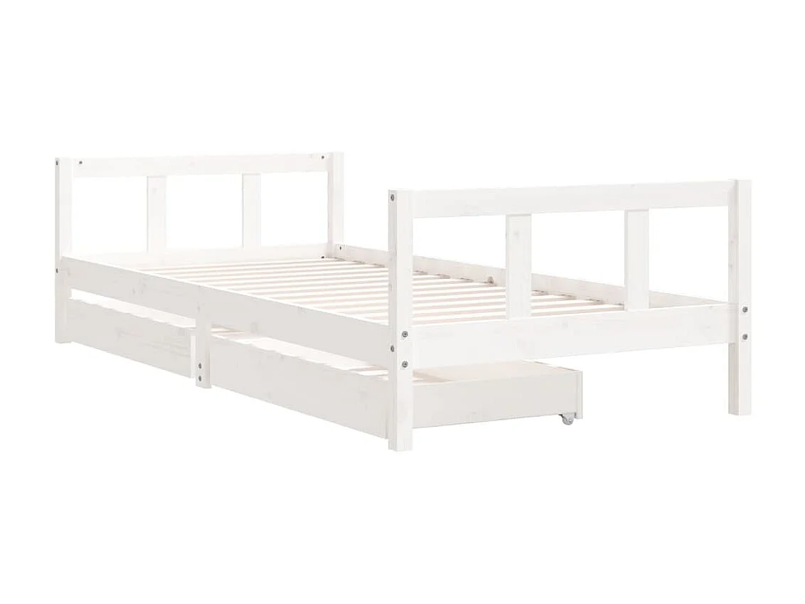 Cama infantil c/ gavetas 90x200cm pinho maciço branco PT344874