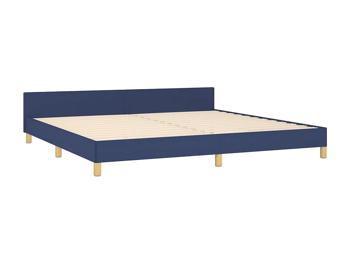 Cama 200x200 cm con cabecero de tela azul ES65307