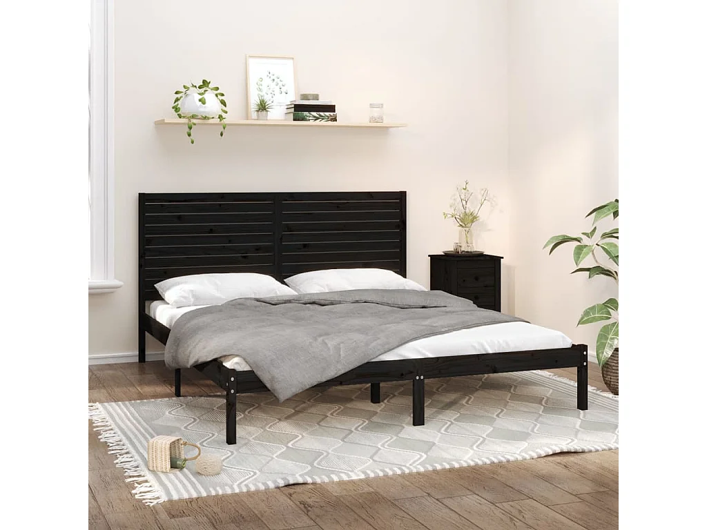 Bedframe massief hout zwart 180x200 cm NL79500