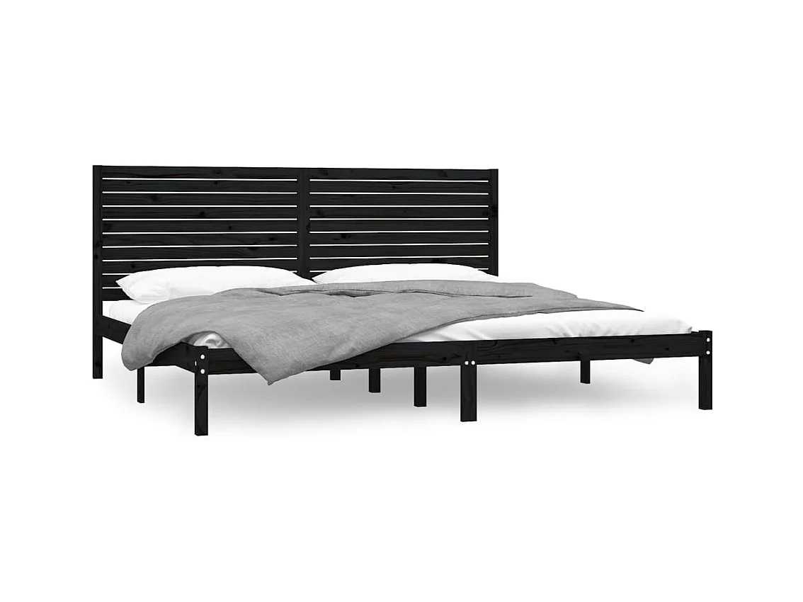 Lit-180x200 cm Noir Bois massif Super King EGGB96090