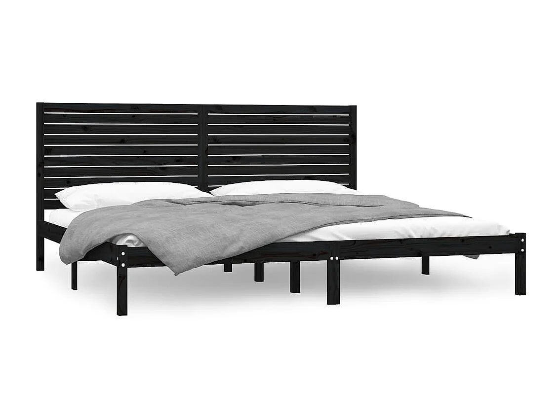 Lit-180x200 cm Noir Bois massif Super King EGGB96090