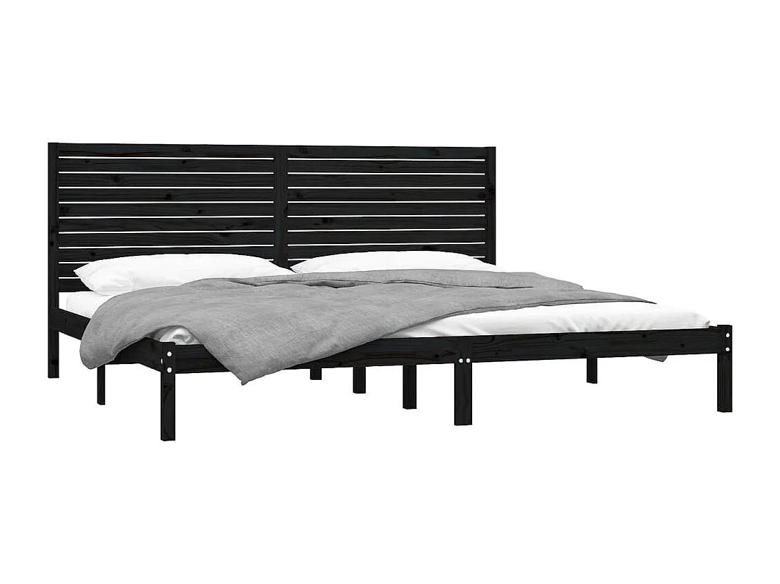 Lit-180x200 cm Noir Bois massif Super King EGGB96090