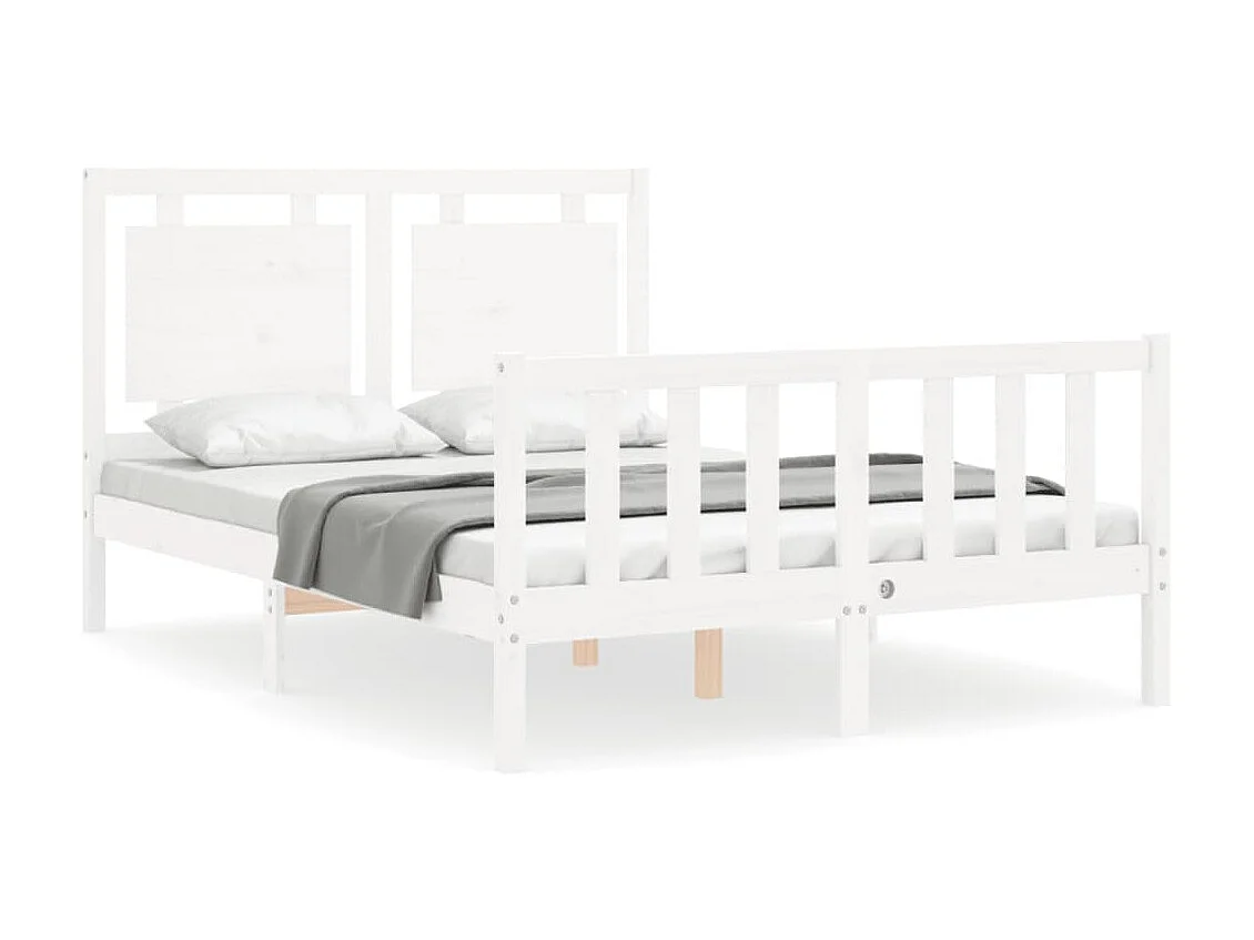 Lit-135x190 cm avec tête de lit blanc double bois massif EGGB78708