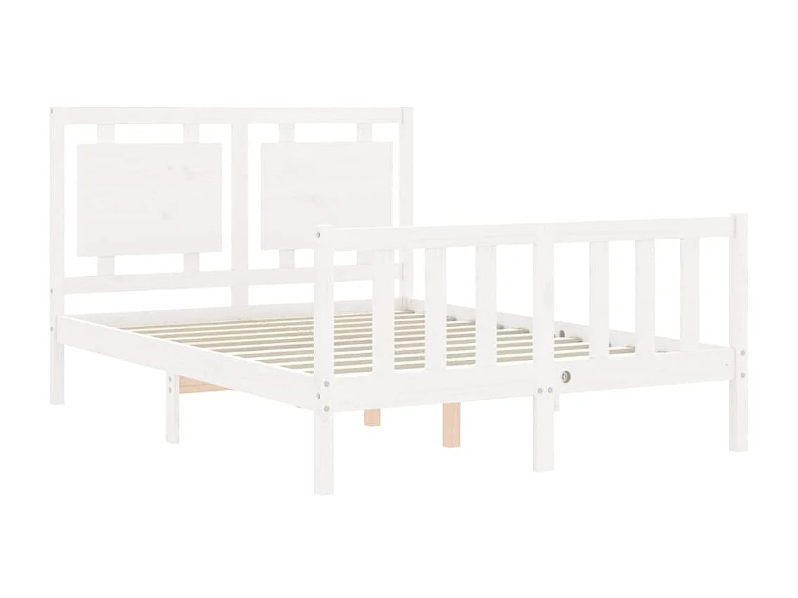 Lit-135x190 cm avec tête de lit blanc double bois massif EGGB78708