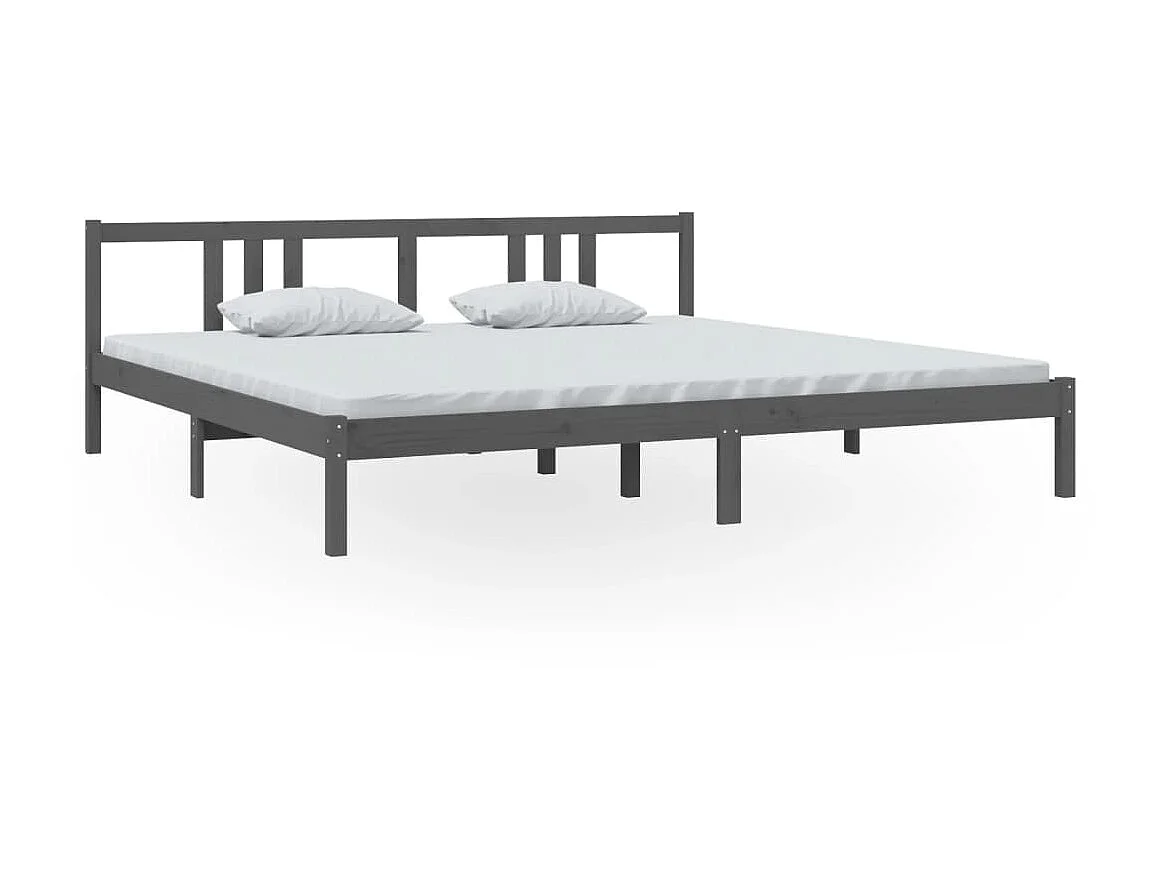 Cama 200x200 cm madeira maciça cinzento PT349147