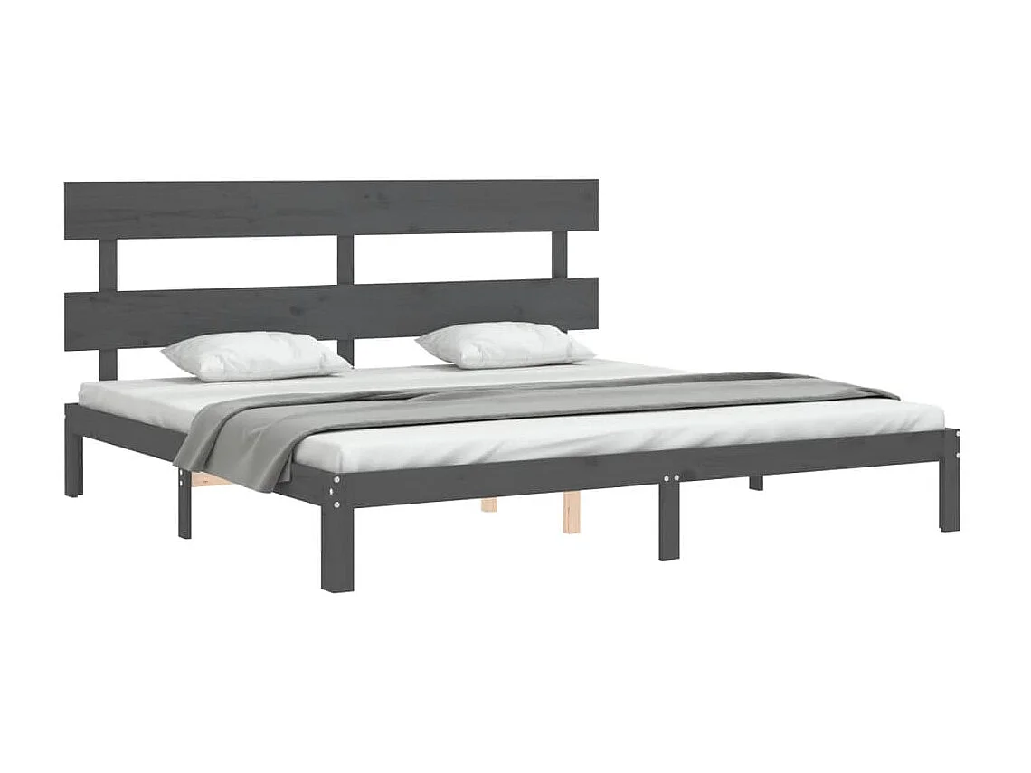 Lit-200x200 cm avec tête de lit gris bois massif EGGB58832