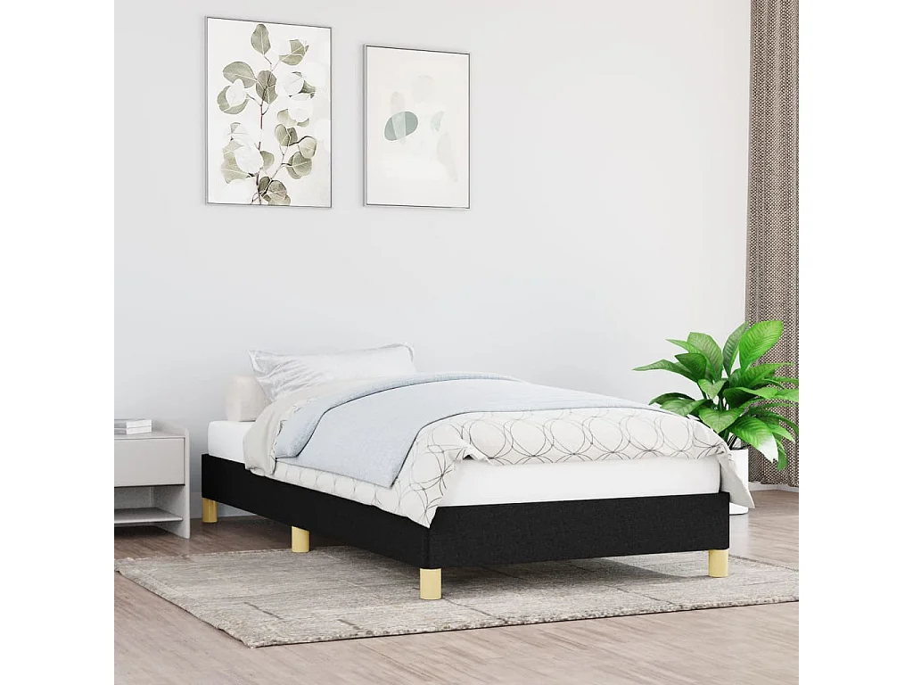 Cama 90x190 cm de tela negro ES92988