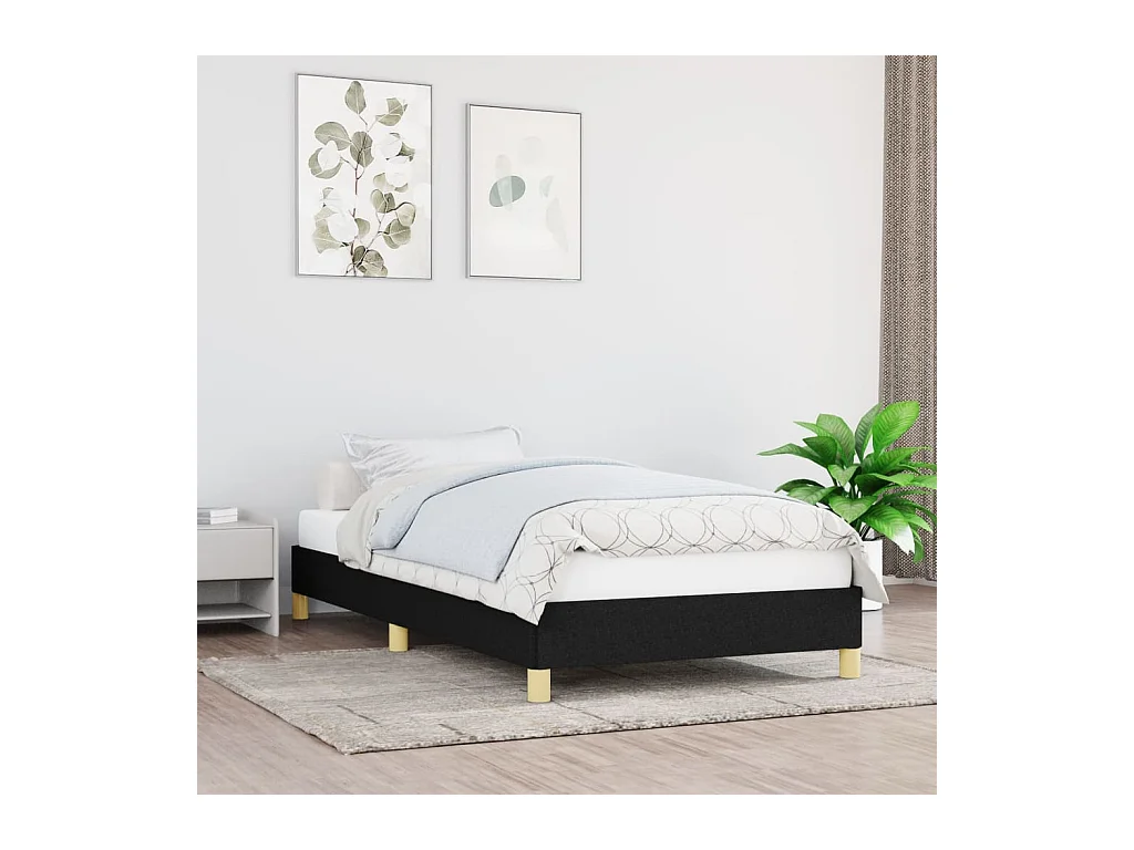 Lit-90x190 cm Noir Tissu EGGB91997