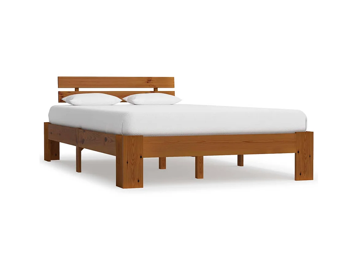 Lit-140x200 cm Marron miel Bois de pin massif EGGB13424