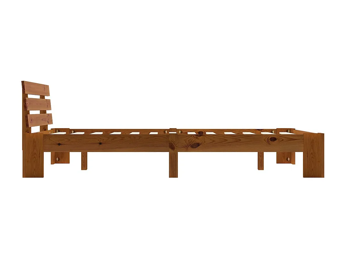 Cama c/ cabeceira 140x200cm pinho maciço castanho-mel PT989844