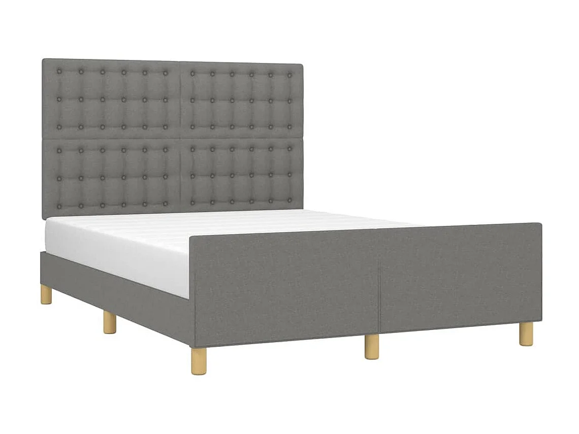 Lit-140x200 cm avec tête de lit Gris foncé Tissu EGGB80153