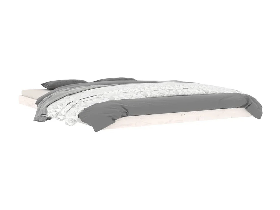 Lit-150x200 cm blanc très grand bois de pin massif EGGB78550