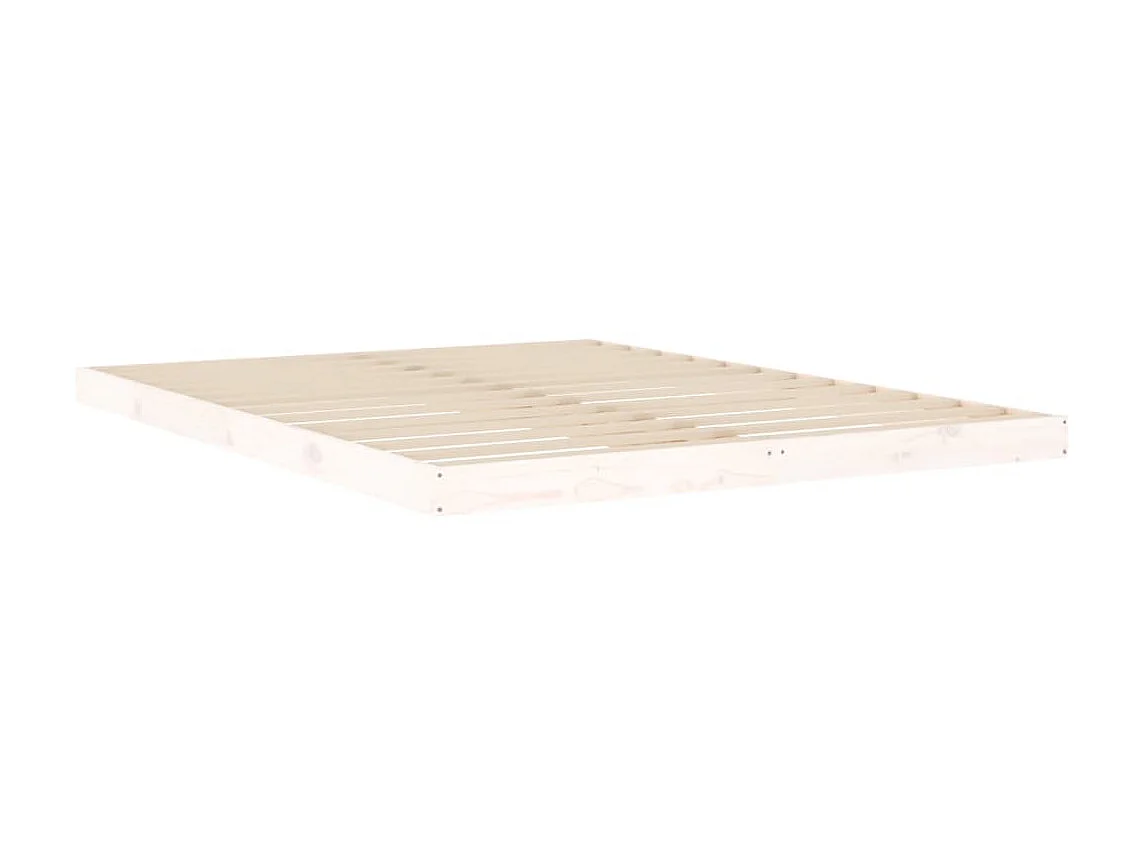 Lit-150x200 cm blanc très grand bois de pin massif EGGB78550