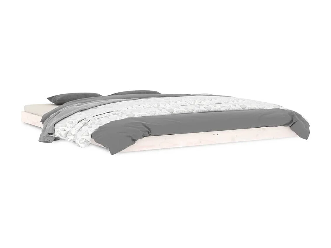 Cama king size 150x200 cm pinho maciço branco PT129695