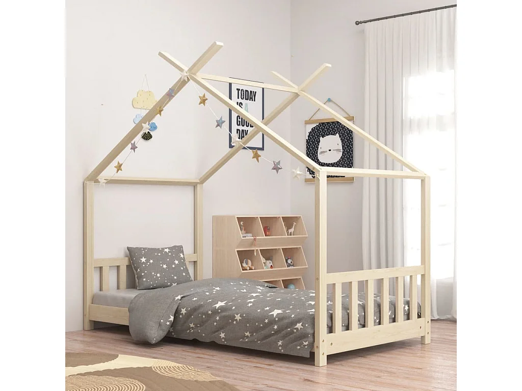 Lit-80x160 cm d'enfant Bois de pin massif EGGB50775