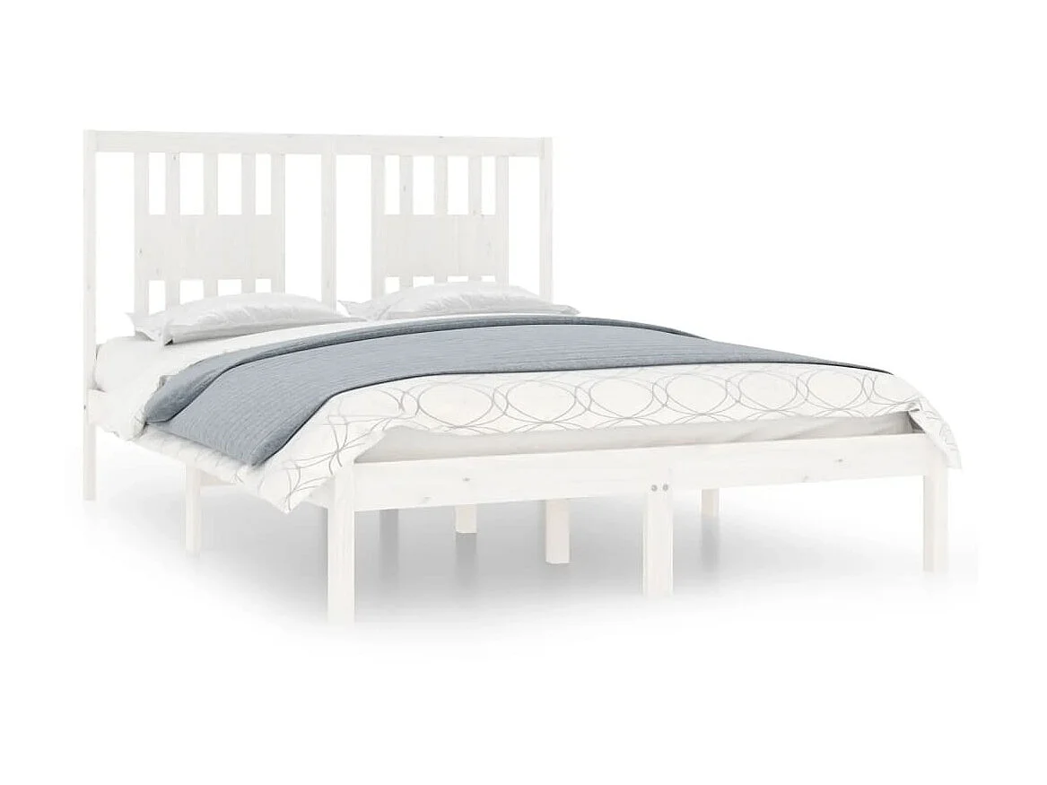 Cama 140x190 cm madeira de pinho maciça branco PT887438