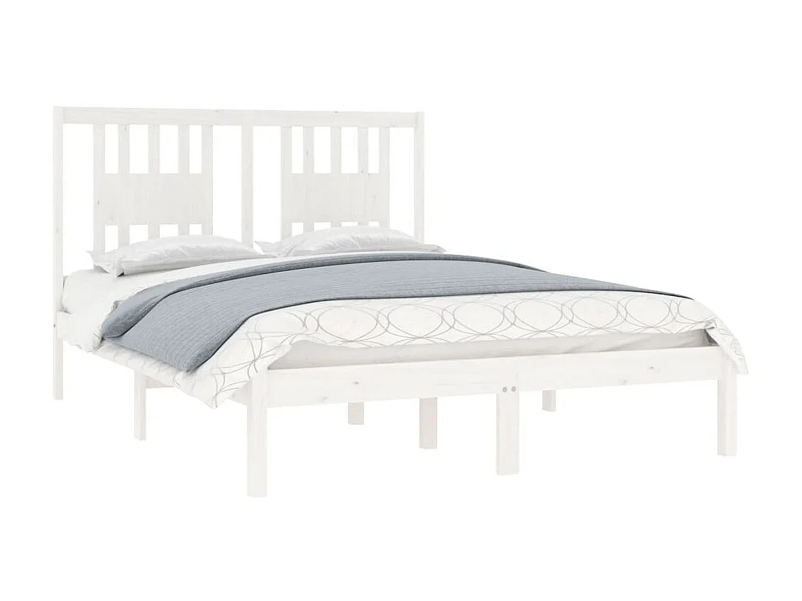 Cama 140x190 cm madeira de pinho maciça branco PT887438
