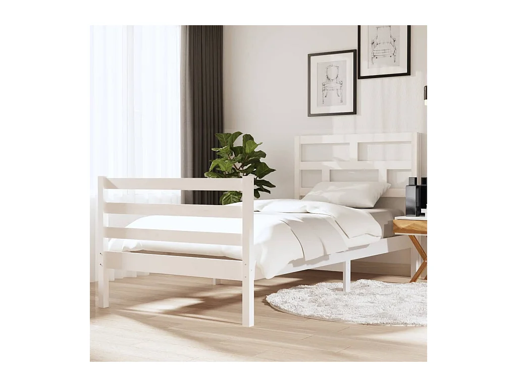 Lit-90x190 cm Blanc Bois massif Simple EGGB62885