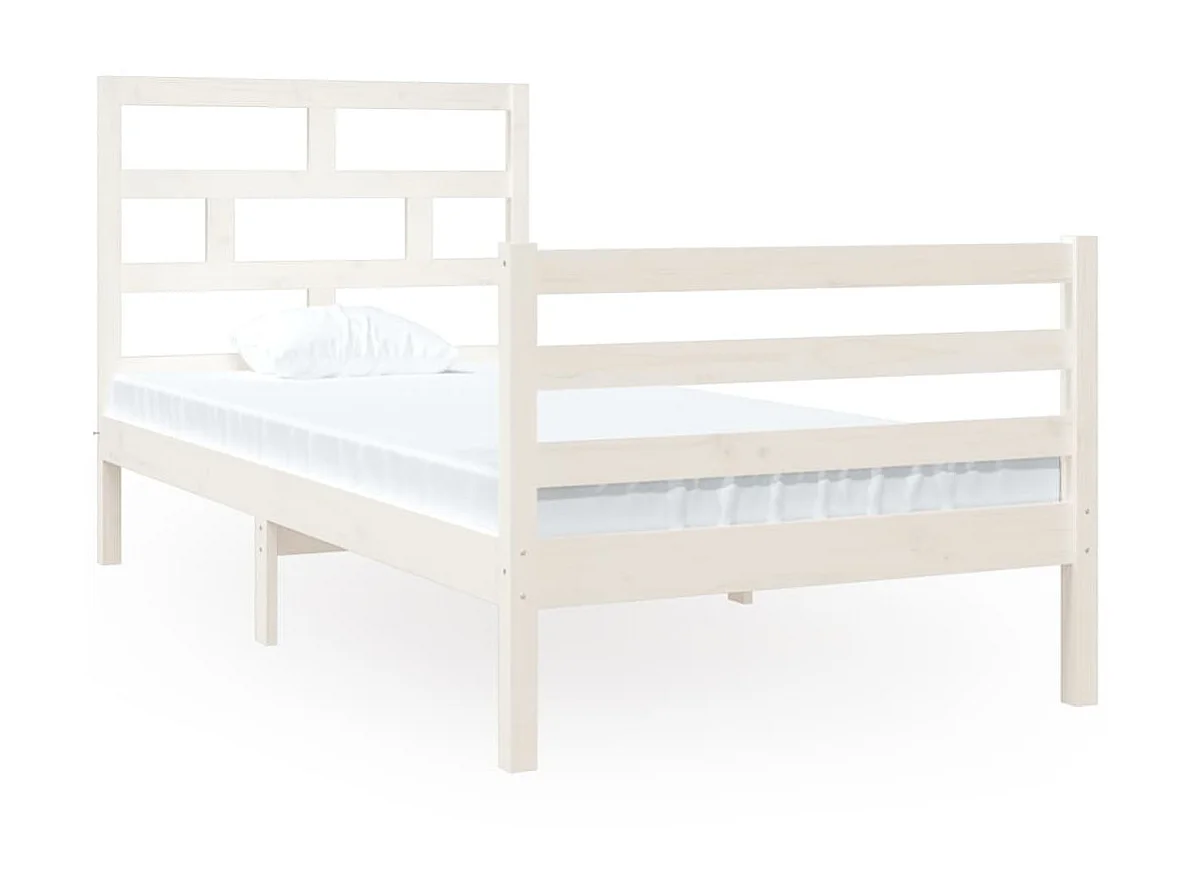 Lit-90x190 cm Blanc Bois massif Simple EGGB62885