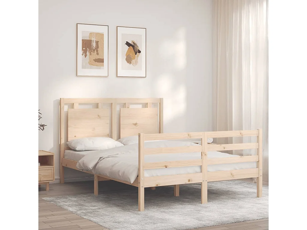 Lit-140x200 cm avec tête de lit bois massif EGGB13256