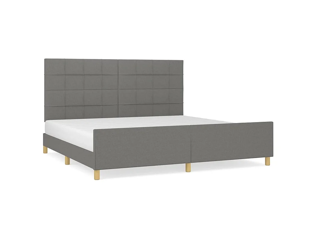 Cama 200x200 cm con cabecero tela gris oscuro ES19503