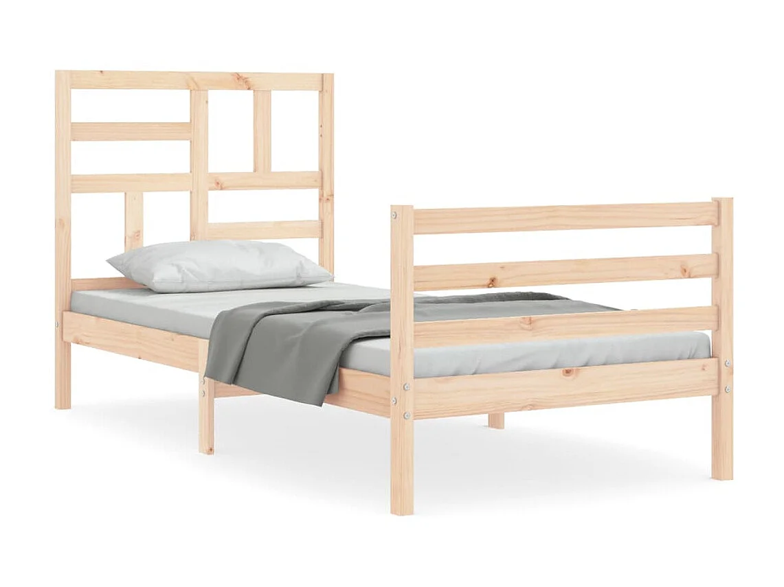 Cama 75x190 cm individual con cabecero madera maciza ES61809