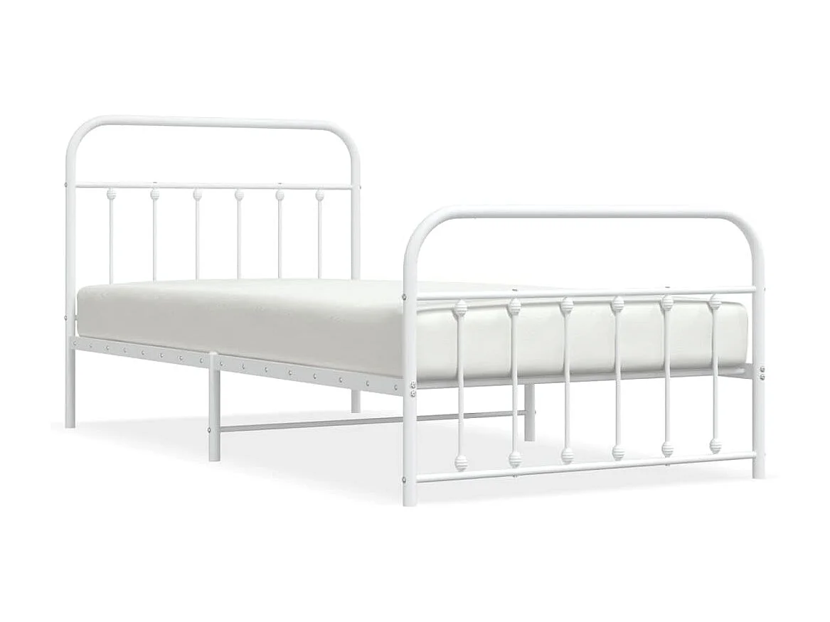 Cama com cabeceira e pés 107x203 cm metal branco PT175910