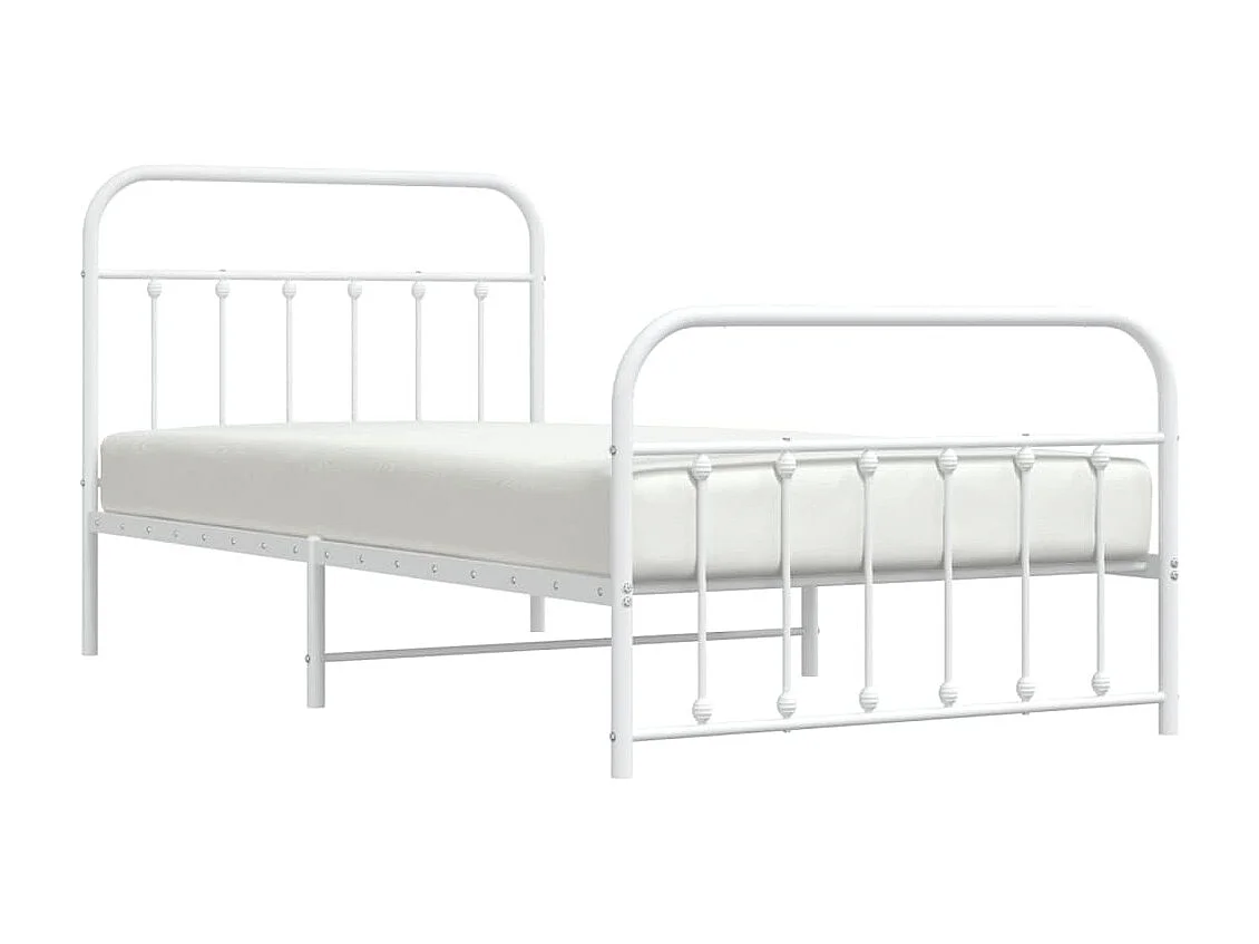 Cama com cabeceira e pés 107x203 cm metal branco PT175910