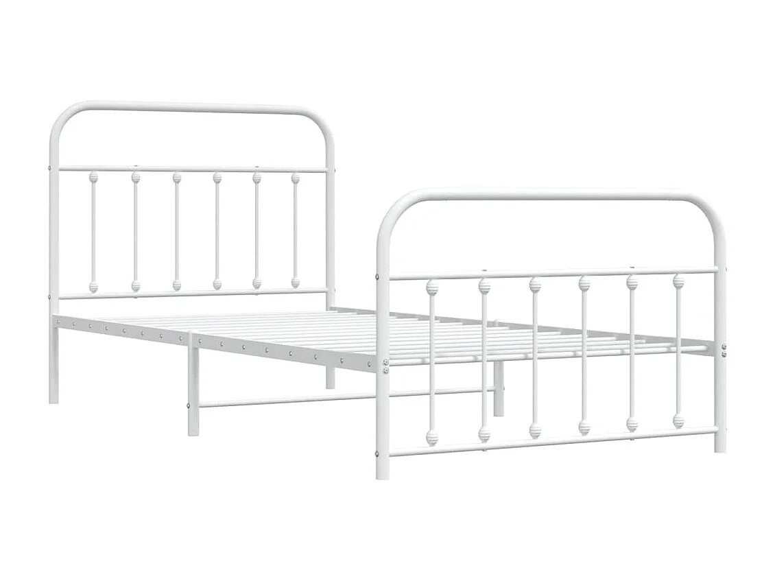 Lit-107x203 cm métal avec tête de lit/pied de lit blanc EGGB58015