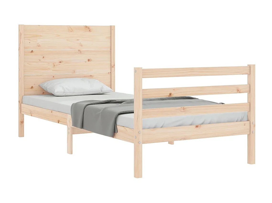 Lit-90x190 cm avec tête de lit simple bois massif EGGB87922