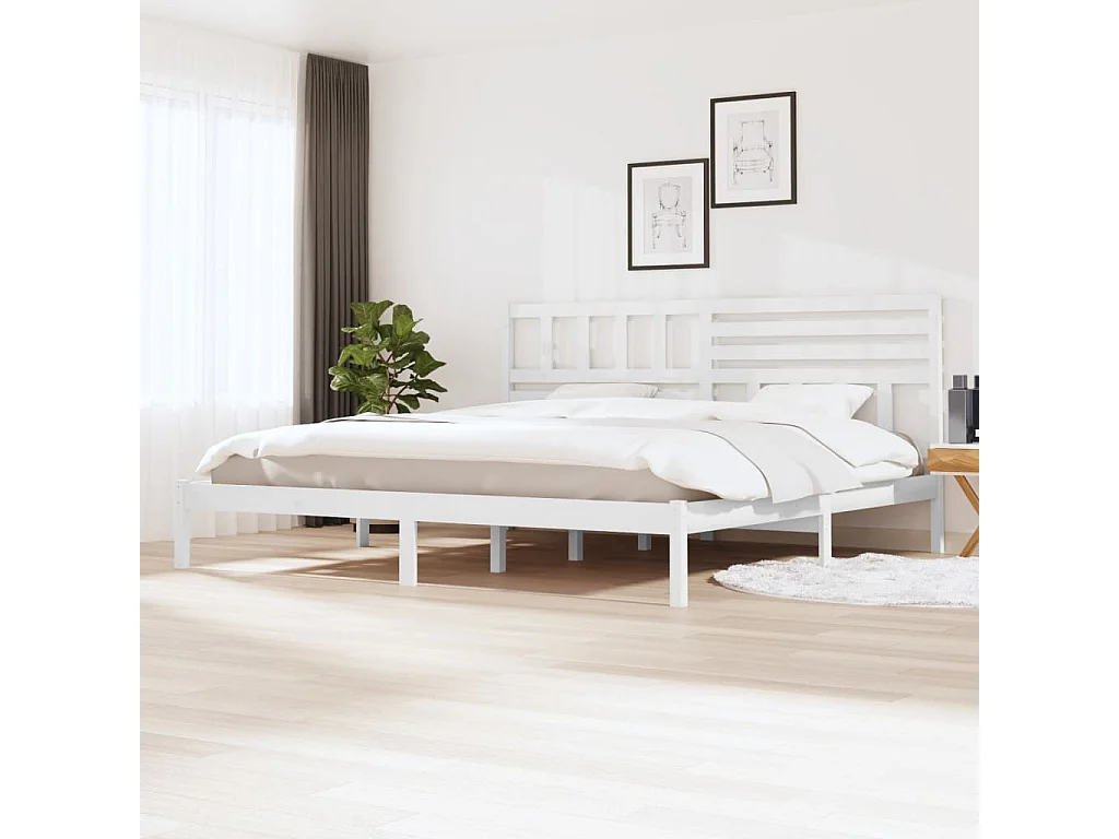 Lit-200x200 cm Blanc Bois de pin massif EGGB92821