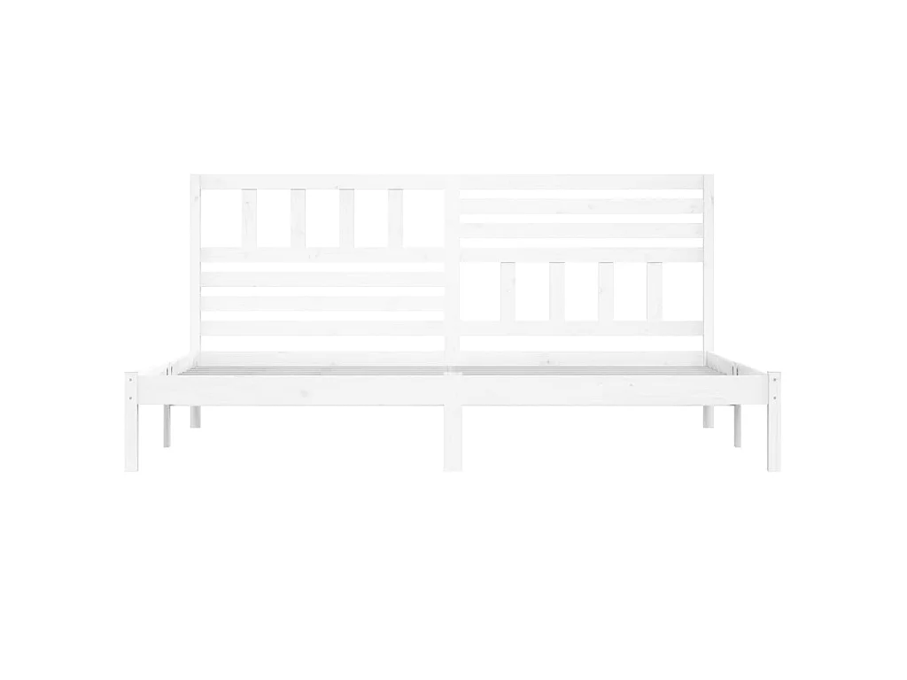 Lit-200x200 cm Blanc Bois de pin massif EGGB92821