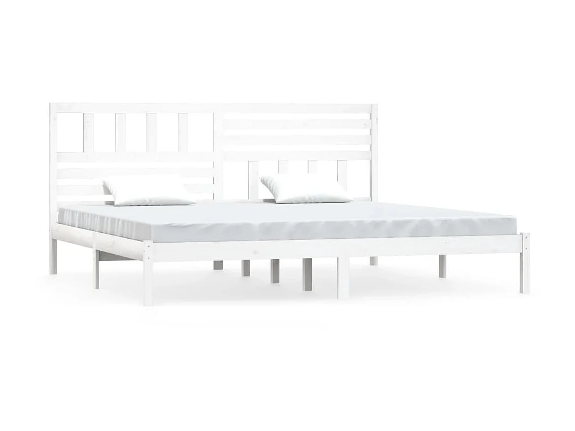 Lit-200x200 cm Blanc Bois de pin massif EGGB92821