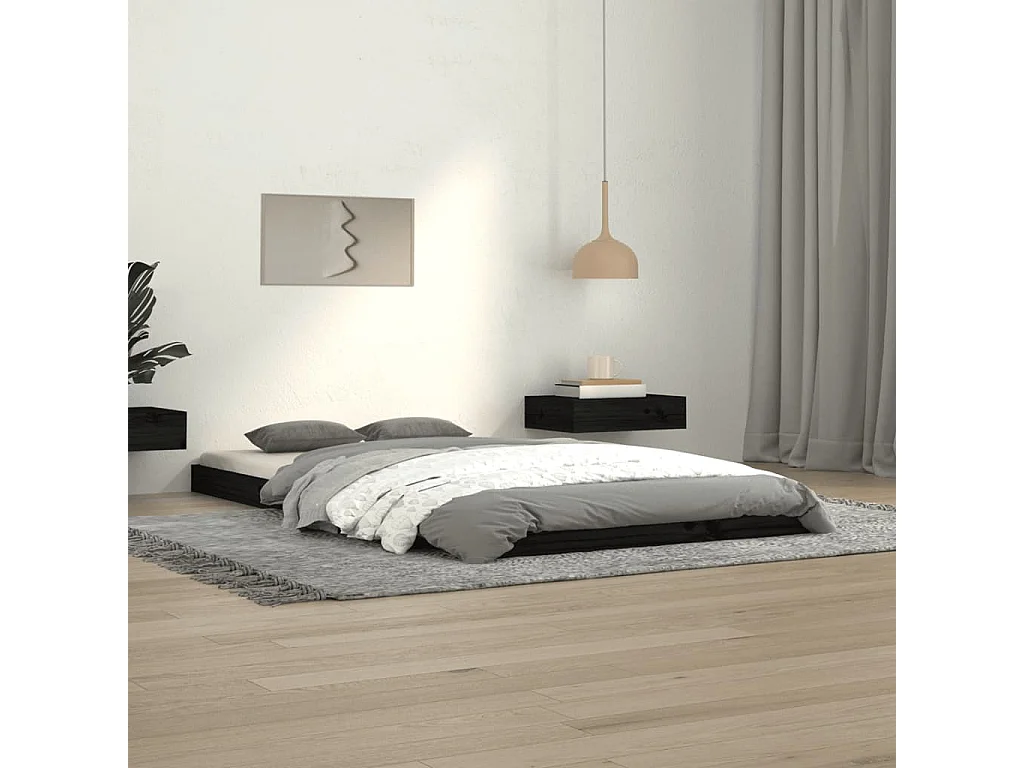 Bedframe massief grenenhout zwart 100x200 cm NL93036