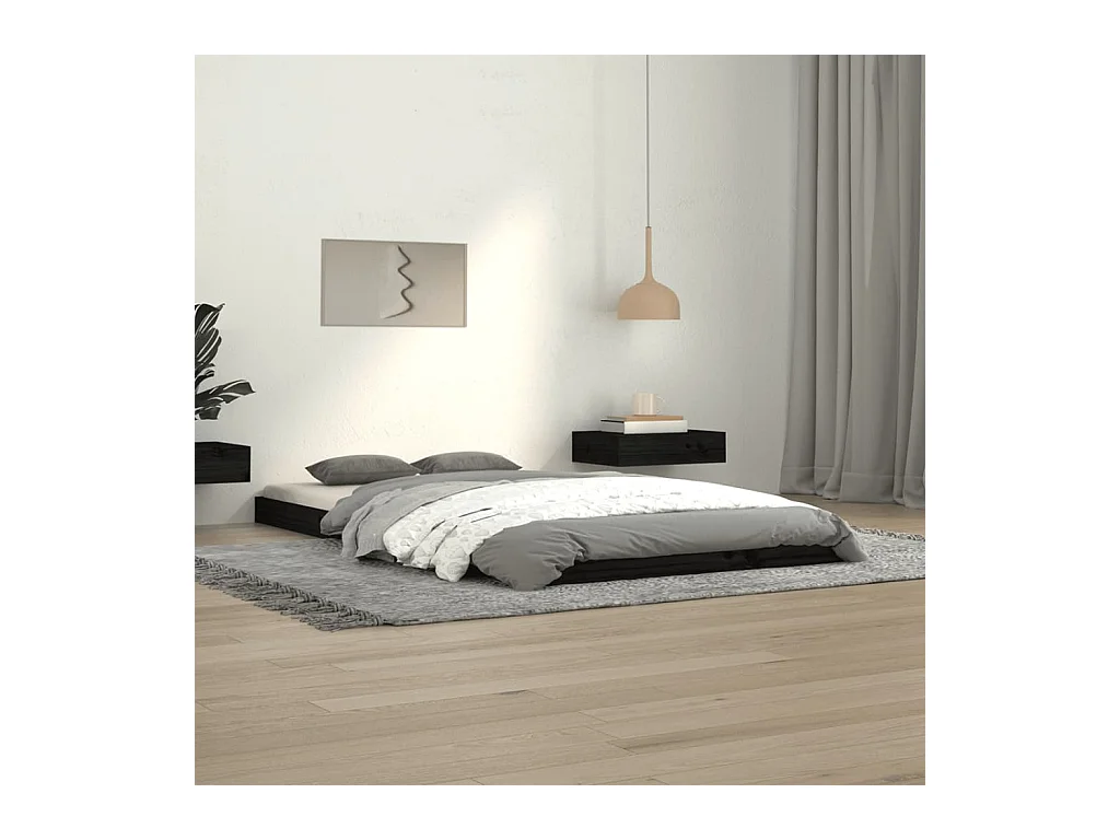 Bedframe massief grenenhout zwart 100x200 cm NL93036