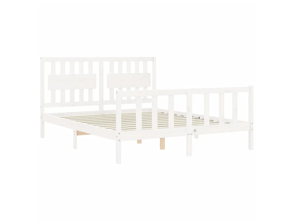 Bedframe met hoofdbord massief hout wit NL88628