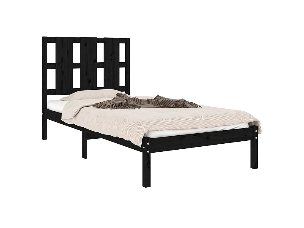 Bedframe massief grenenhout zwart 100x200 cm NL60864