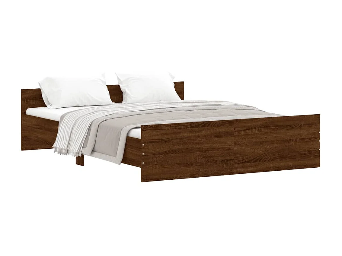 Lit-150x200 cm tête de lit et pied de lit chêne marron EGGB66924