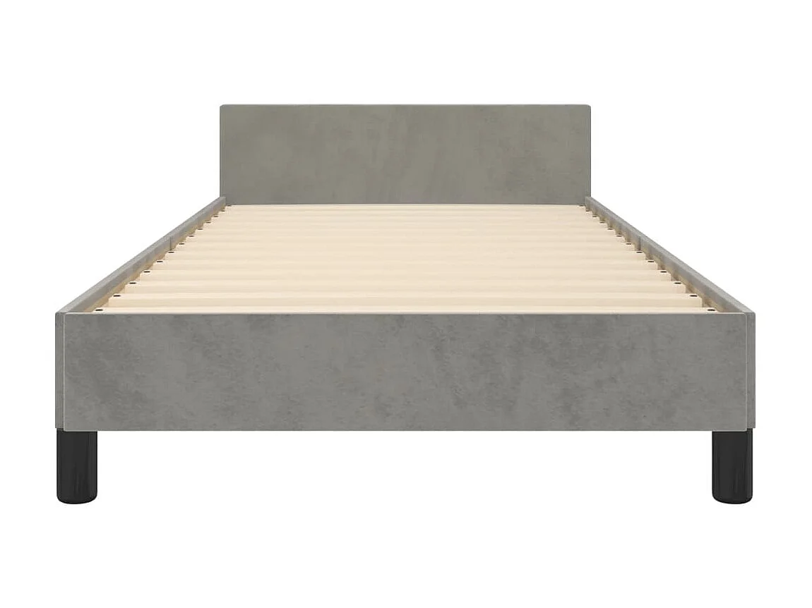 Cama c/ cabeceira 90x200 cm veludo cinzento-claro PT862866