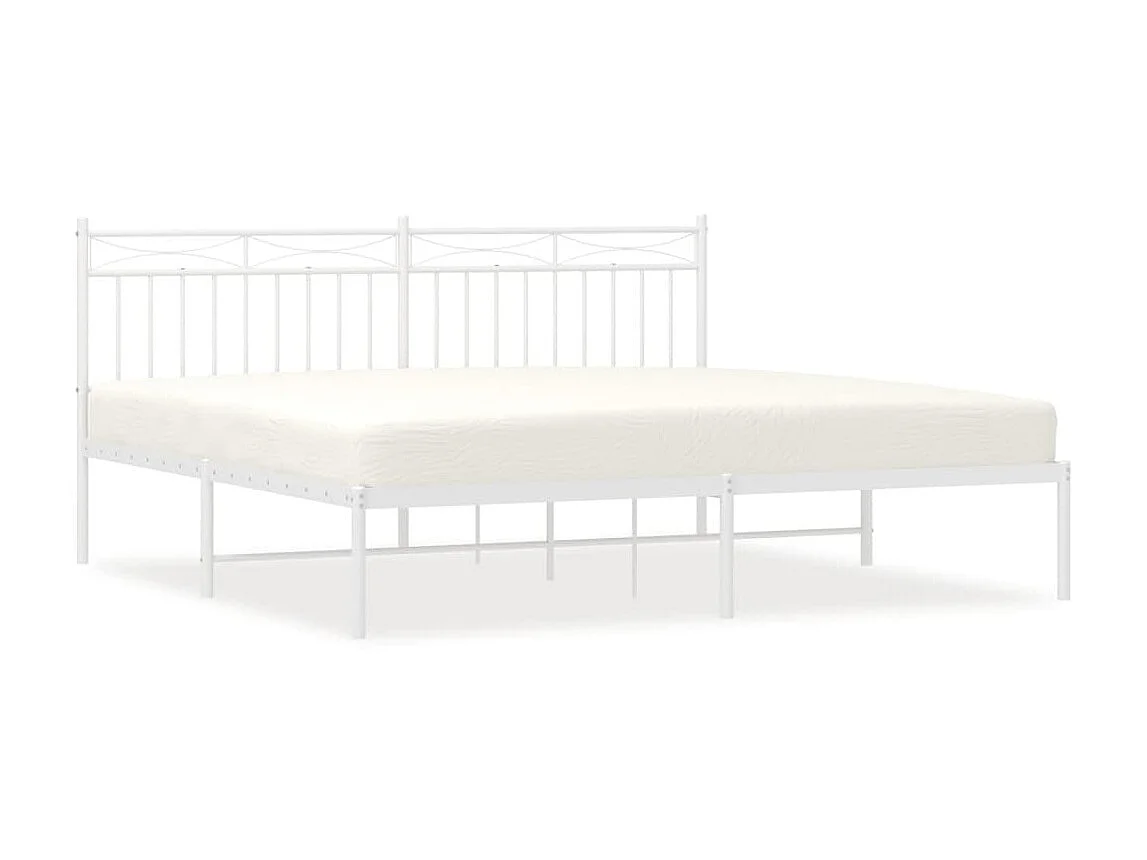 Cama com cabeceira 183x213 cm metal branco PT848711