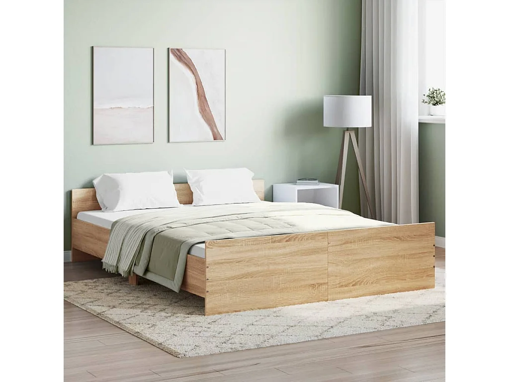 Bedframe met hoofd- en voeteneinde sonoma eikenkleur 140x200 cm NL28383