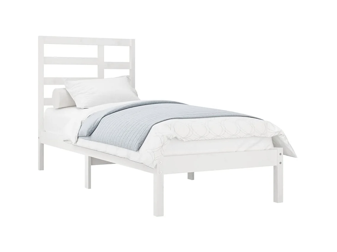 Cama solteiro 90x190 cm madeira maciça branco PT418966