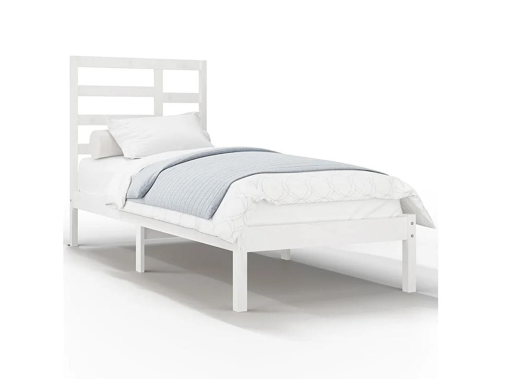 Cama 90x190 cm individual madera maciza blanco ES21138
