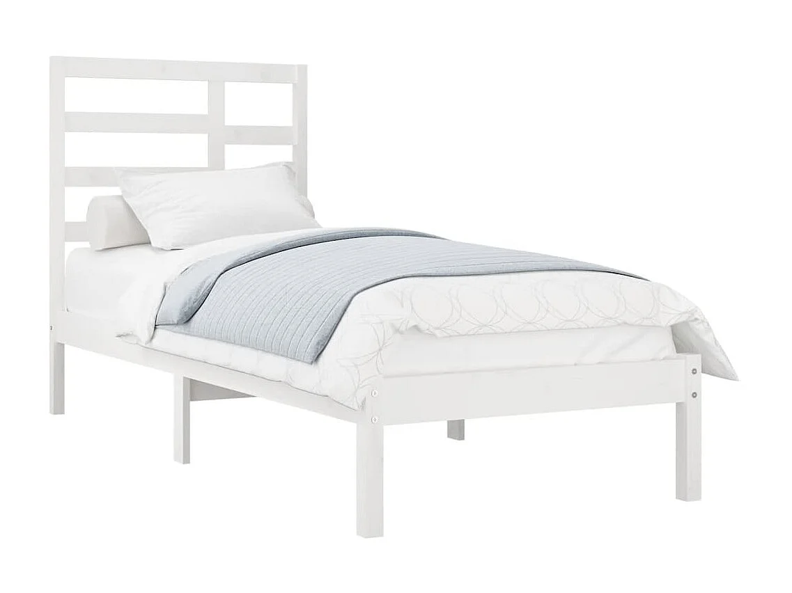Cama 90x190 cm individual madera maciza blanco ES21138