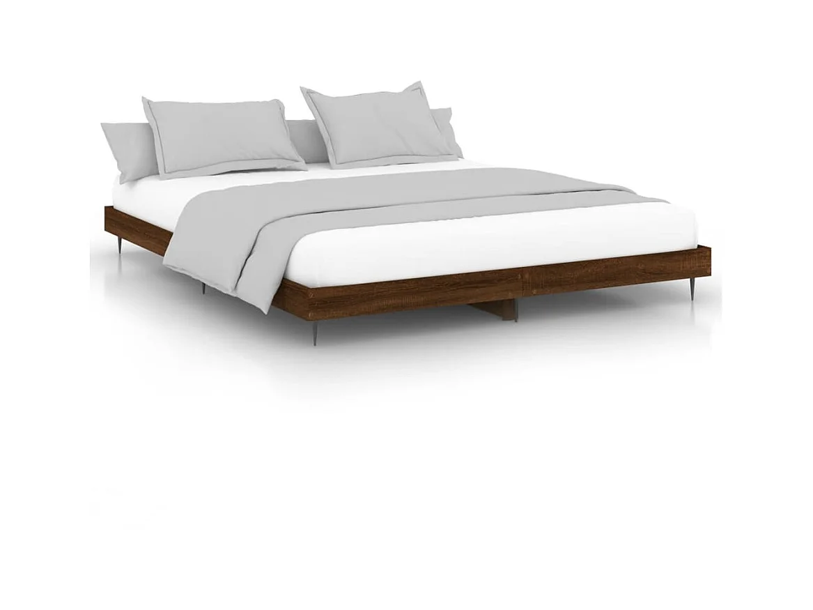 Cama 120x200cm derivados madeira carvalho castanho PT757174