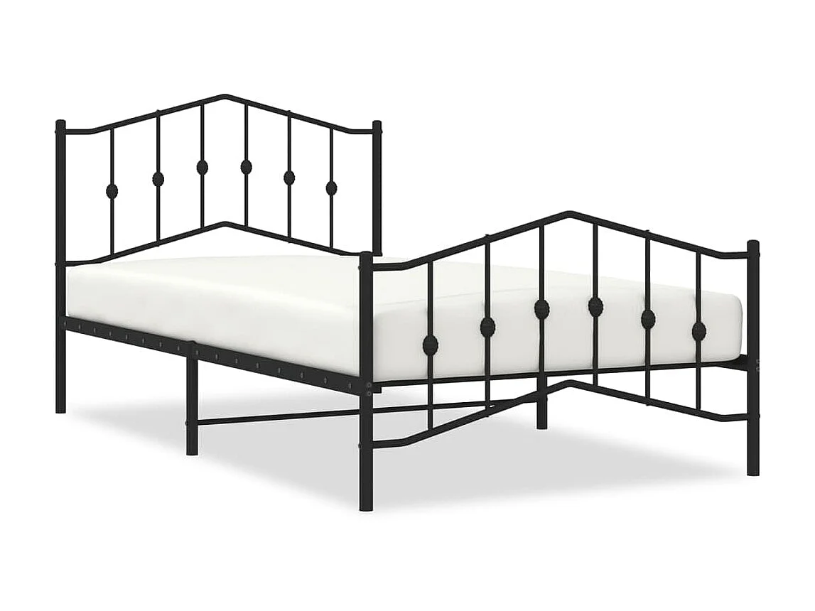 Lit-107x203 cm métal avec tête de lit/pied de lit noir EGGB70094