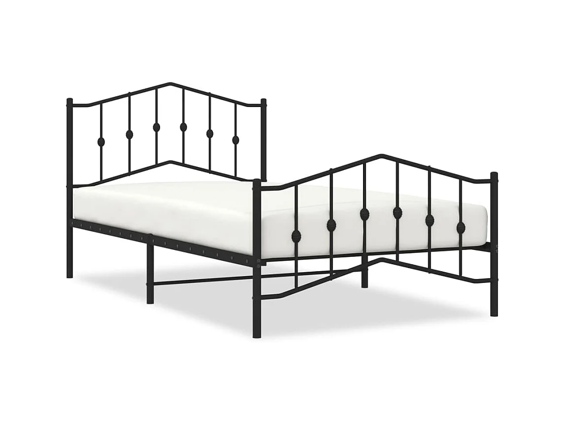 Cama 100x200 cm con cabecero y estribo metal negro ES96726