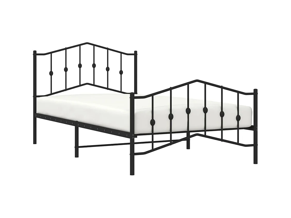 Cama 100x200 cm con cabecero y estribo metal negro ES96726