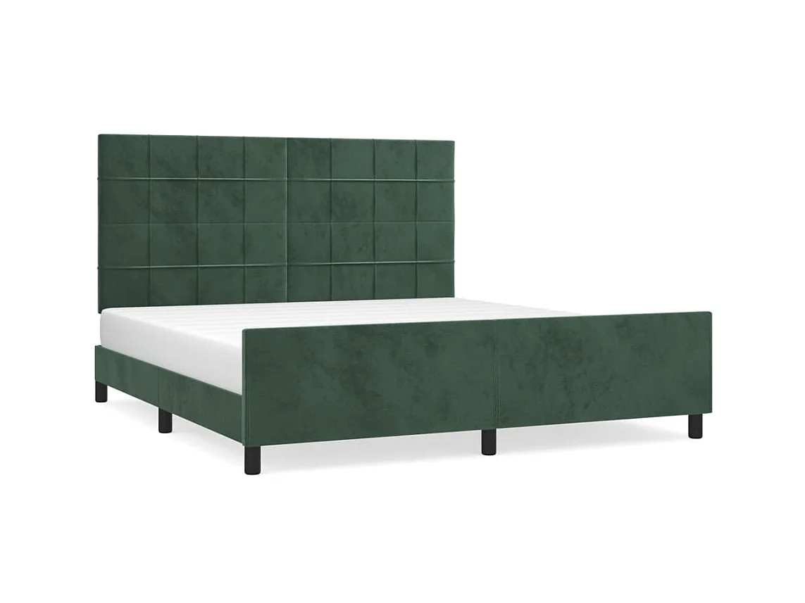 Cama 160x200 cm con cabecero terciopelo verde oscuro ES39381
