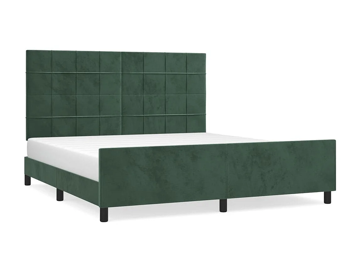 Cama 160x200 cm con cabecero terciopelo verde oscuro ES39381